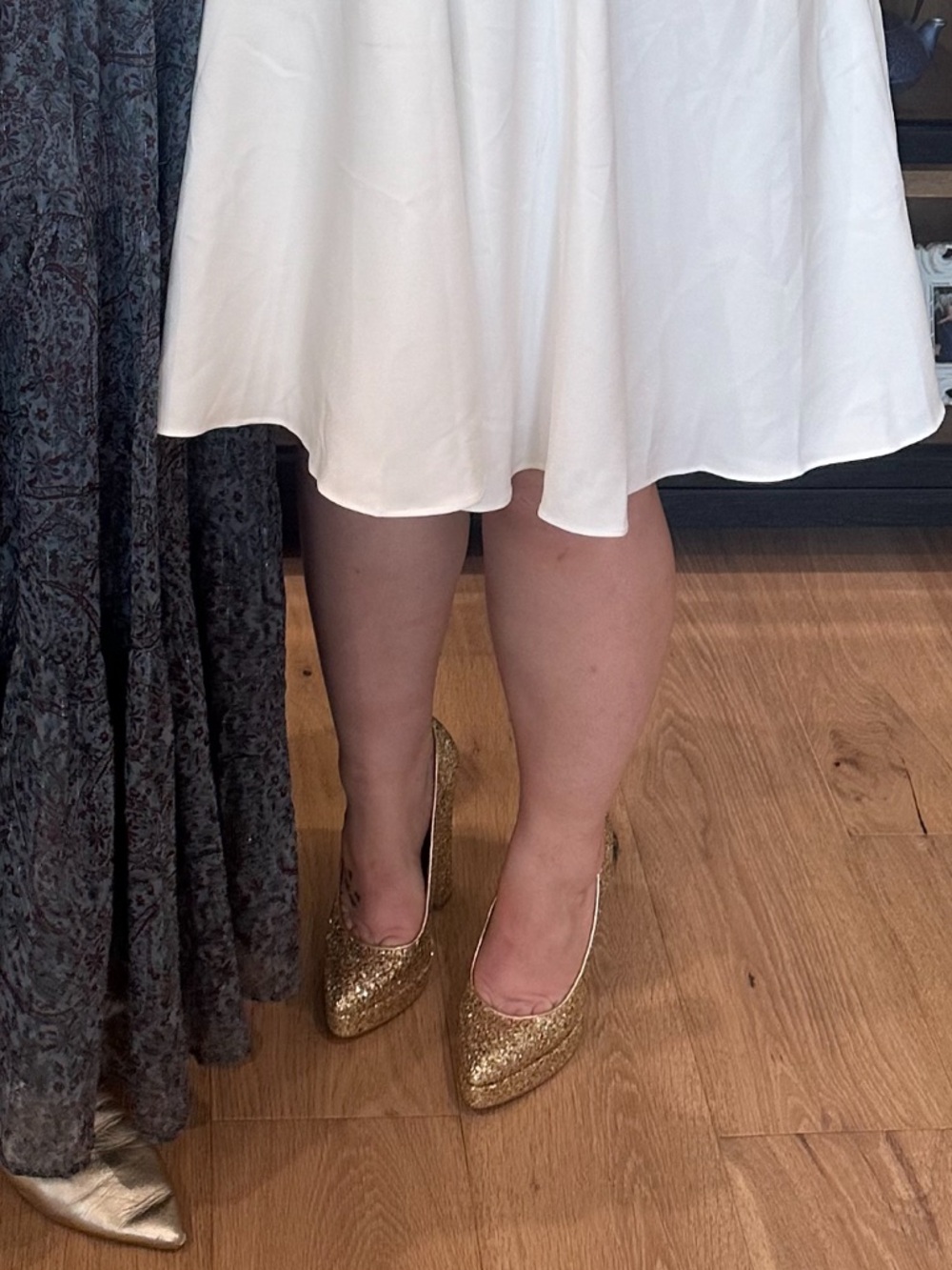 Jessica Simpson Gold Multi-Glitter Block Heel Pumps